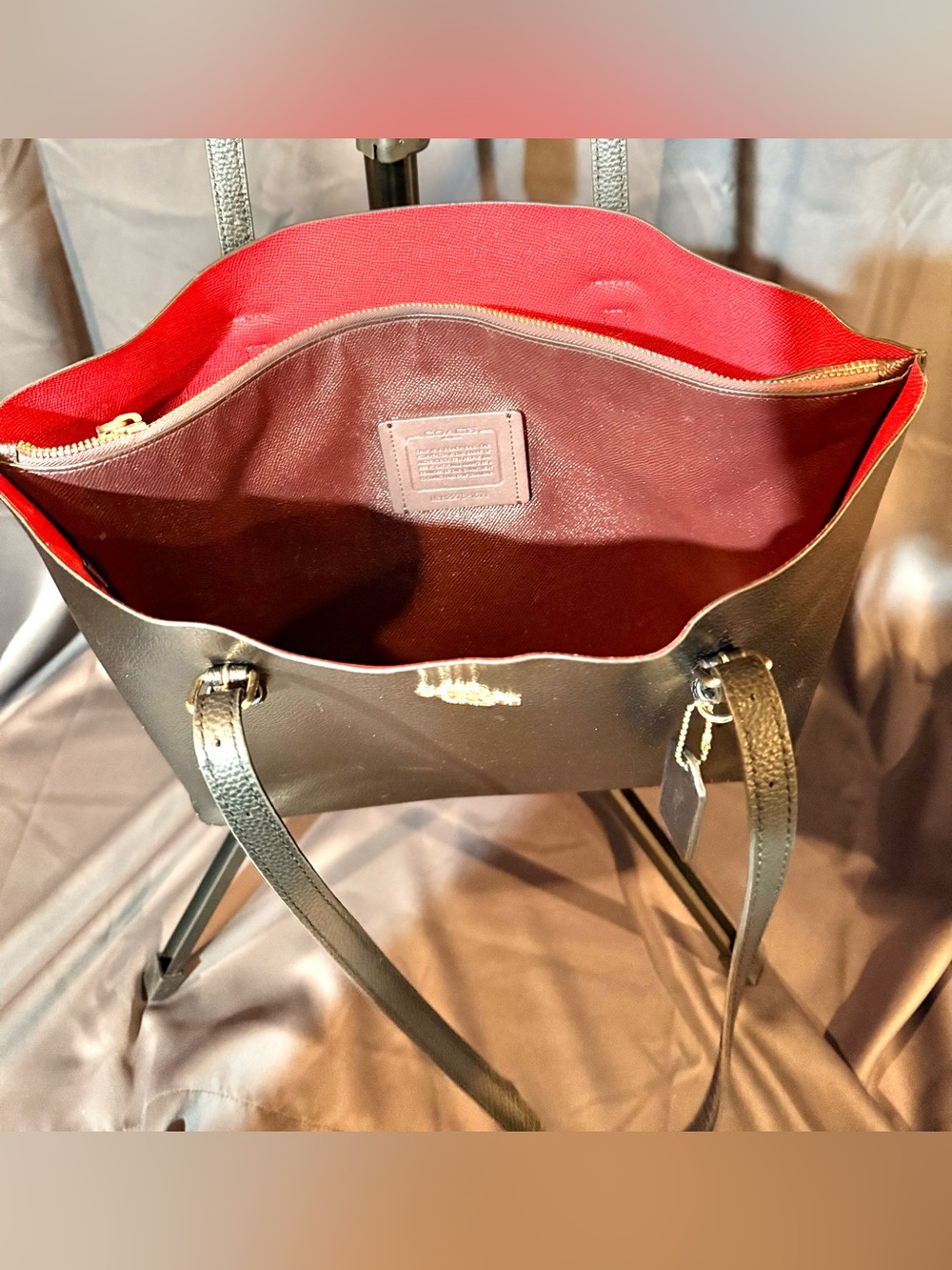 Coach Black Mollie with Red Interior Leather Tote Bag Used **PLEASE READ** - Picture 6 of 14